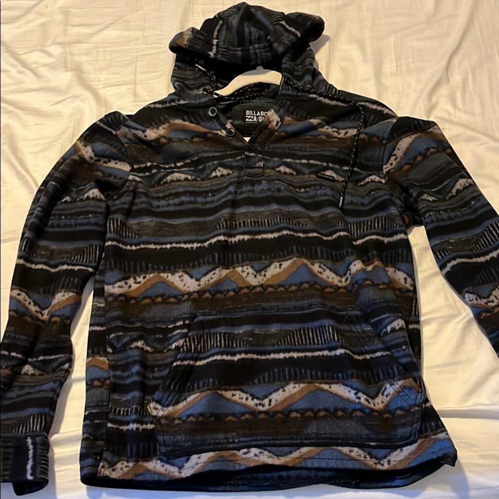 Billabong Black and Brown Hooded Knit Sweater